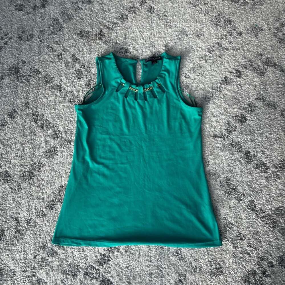 Russell Kemp Emerald Green Chain Hardware Cutout Tank Top